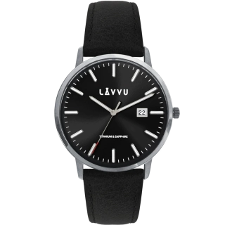 LAVVU Černé náramkové pánské hodinky se safírovým sklem Copenhagen Titanium Black LWM0263