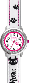 CLOCKODILE Náramkové bílé dívčí dětské hodinky KOČKY CWG5191