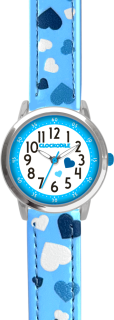 CLOCKODILE Náramkové modré dívčí dětské hodinky SRDÍČKA  CWG5210