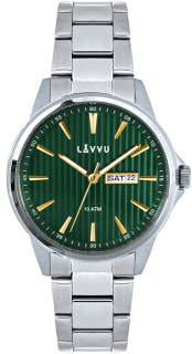 LAVVU Stylové náramkové pánské hodinky TRONES Green & Gold 100M LWM0272