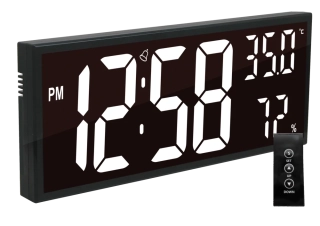 JVD Digitální černé nástěnné hodiny s LED podsvícením bílé číslice JVD DH309.1