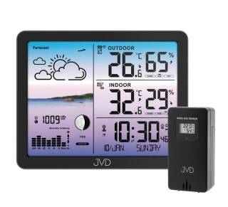 JVD Černá barevná rádiem řízená meteorologická stanice JVD RB3566.1
