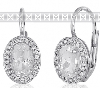 Diamantové náušnice s brilianty a velkými bílými vzácnými white topazy 3880137