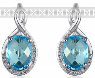 Luxusní zlaté diamantové náušnice s diamanty, pravými modrými topazy  3881054 POŠTOVNÉ ZDARMA!