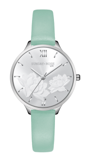 SUNDAY ROSE Dámské luxusní designové hodinky  SUNDAY ROSE Fashion Pastel Green SUN-F13 