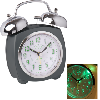 Netikající tichý LED svítící budík JVD sweep SRP930.2 mechanické zvonění