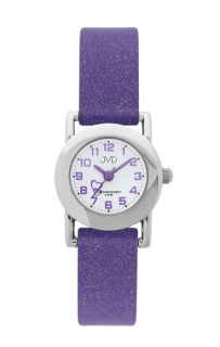Dětské fialkové náramkové hodinky JVD basic J7025.5 se srdíčkem