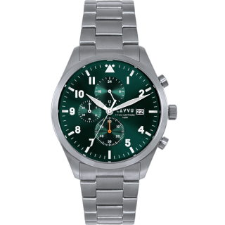 LAVVU Pánské titanové hodinky PILOT Chronograph Emerald Green 100M Sapphire LWM0291