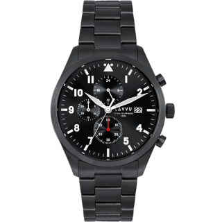 LAVVU Pánské titanové hodinky PILOT Chronograph Black 100M Sapphire LWM0292 černé