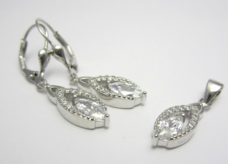 Klenoty Budín Dámská luxusní stříbrná rhodium souprava s čirými zirkony 030402800001