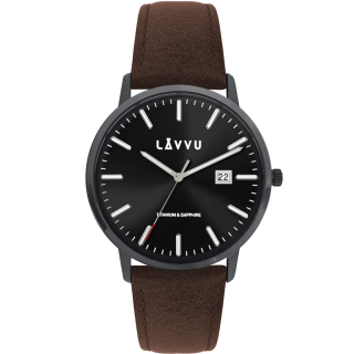 LAVVU Luxusní černé pánské hodinky se safírovým sklem Copenhagen Titanium Black LWM0264