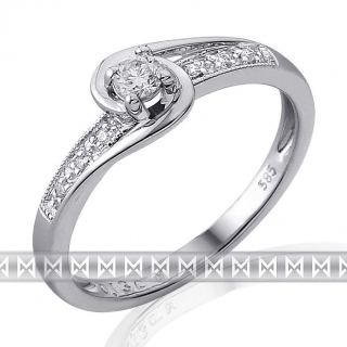 Klenoty Budín Luxusní zásnubní diamantový prsten z bílého zlata 1/0,11 ct + 6/0,03 ct 585/2,0g 3861844
