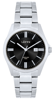 LAVVU Pánské náramkové hodinky se safírovým sklem HALLAND Dark Grey LWM0301
