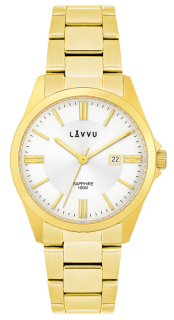 LAVVU Pánské náramkové hodinky se safírovým sklem HALLAND Gold LWM0302