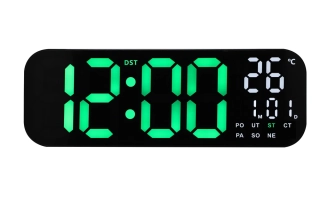 JVD Digitální černé nástěnné hodiny s LED zelenými číslicemi JVD DH9016.1