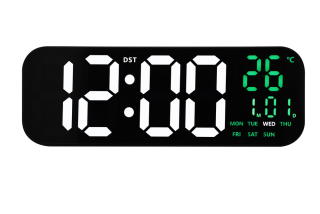 JVD Digitální černé nástěnné hodiny s LED bílými číslicemi JVD DH9016.4