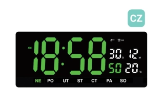 JVD Digitální černé nástěnné hodiny s LED zelenými číslicemi JVD DH3604.4