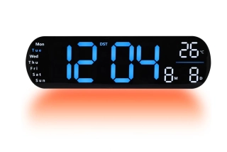 JVD Digitální černé nástěnné hodiny s LED modrými číslicemi JVD DH5502.1