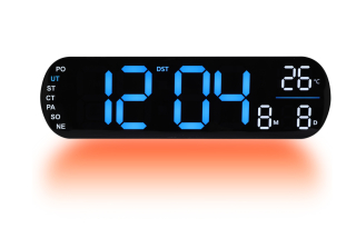 JVD Digitální černé nástěnné hodiny s LED modrými číslicemi JVD DH5502.2