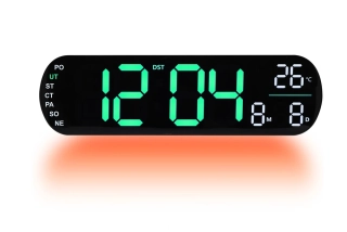 JVD Digitální černé nástěnné hodiny s LED zelenými číslicemi JVD DH5502.4