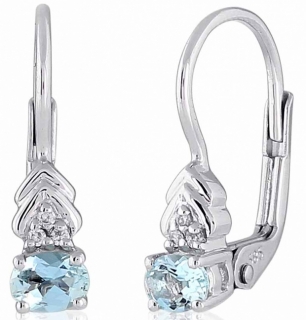 Luxusní zlaté diamantové náušnice s diamanty, pravými modrými akvamaríny 3880148