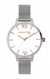SUNDAY ROSE Dámské luxusní designové hodinky SUNDAY ROSE Fashion SILVER LOVE SUN-F04